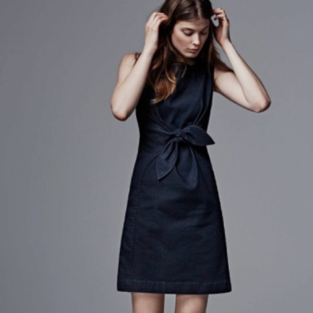 Anthropologie Holding Horses Sleeveless Denim Tie Waist Dress